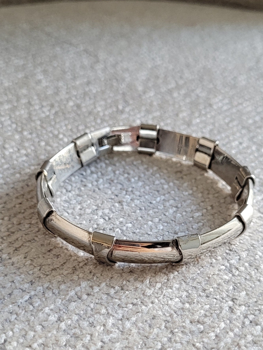 DECO MODERNIST STERLING SILVER 925 WIDE BAR LINKED BRACELET 34 GRAMS! 7.5 INCH